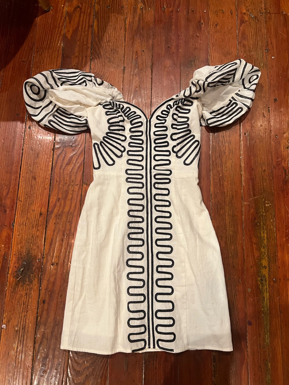 H&M Strapless Dress with Black Embroidered Trim and Coordinating Men’s s shirt
